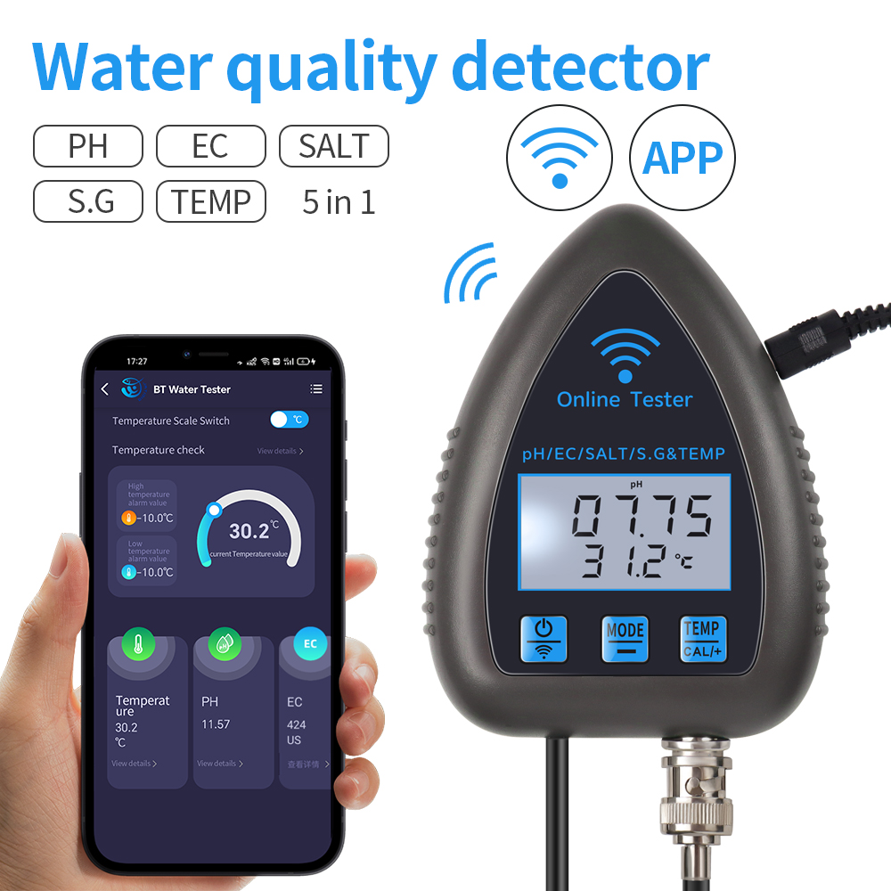 Ph Meter Digital Water Tester - Tuya WiFi 5 in 1 su