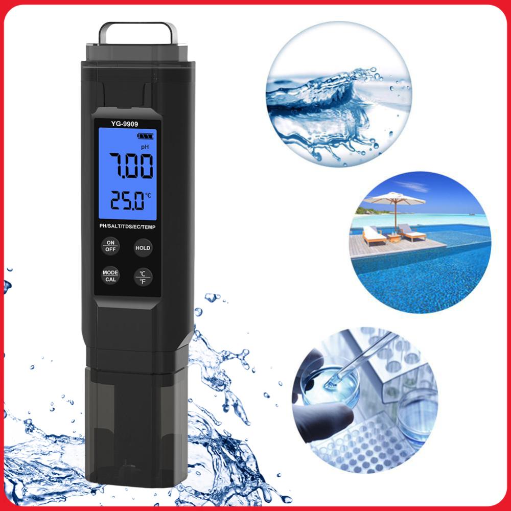Ph Meter Digital Water Tester - 5'i 1 arada Dijital Su Kalitesi