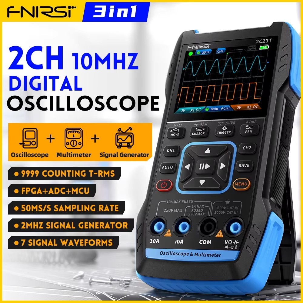 Fnirsi Digital Oscilloscope Handheld - FNIRSI 2C23T El Dijital Osiloskop Multimetre