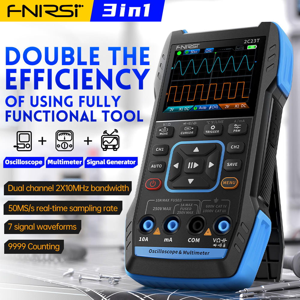 Fnirsi Digital Oscilloscope Handheld - 2C23T 3'ü 1 arada Dijital Osiloskop