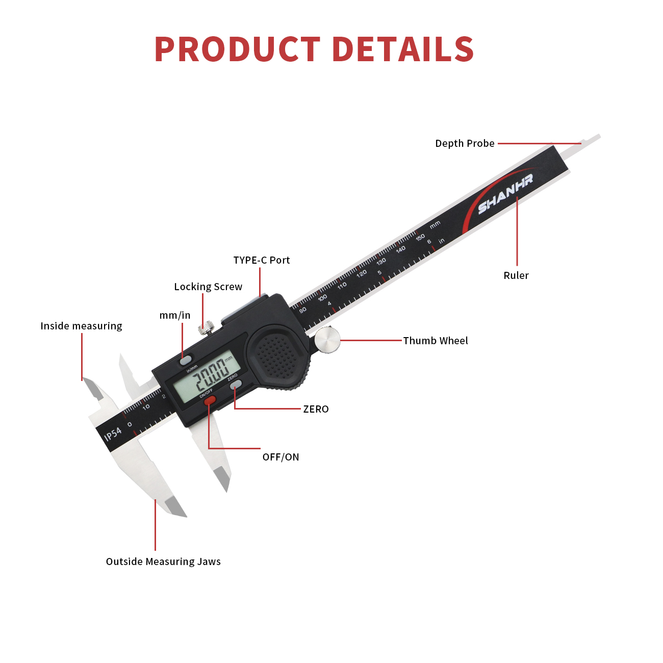 SHANHR IP54 Su Geçirmez Dijita - Digital Caliper 150Mm Stainless Steel incelemesi ve fiyatı