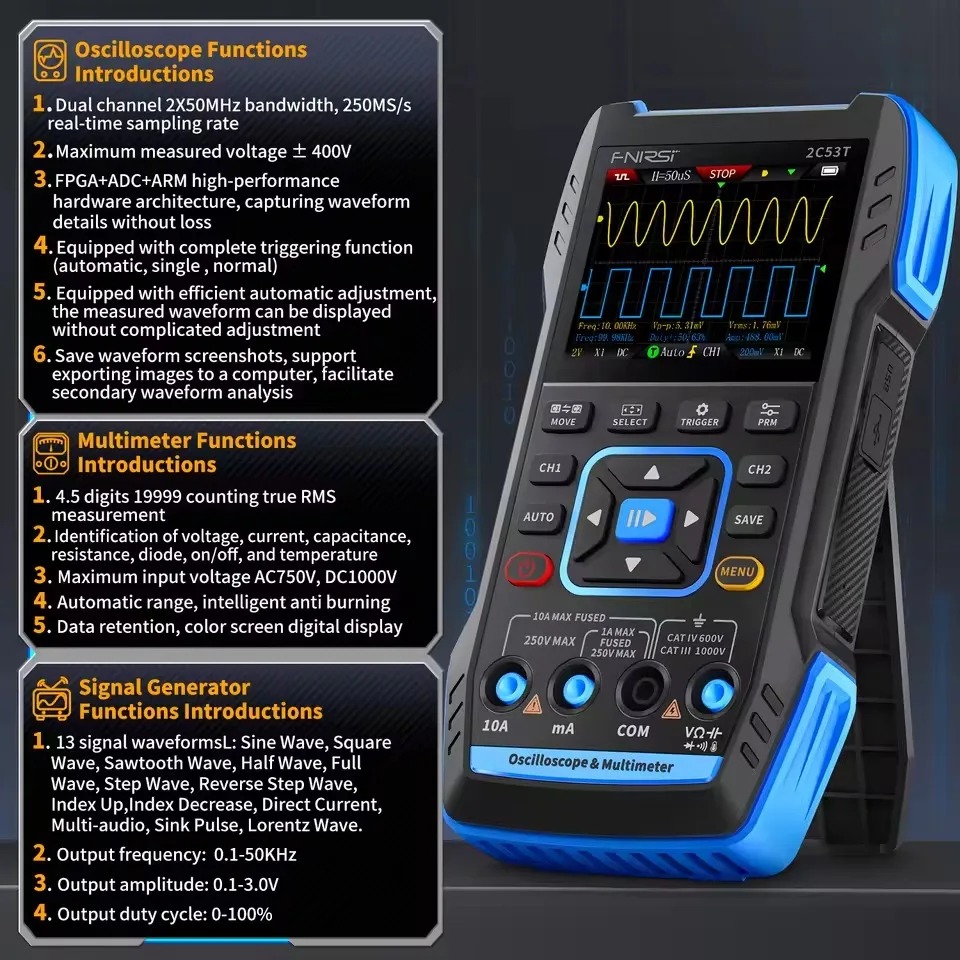 2C23T 3'ü 1 arada El Tipi Osil - Fnirsi Digital Oscilloscope Handheld incelemesi ve fiyatı