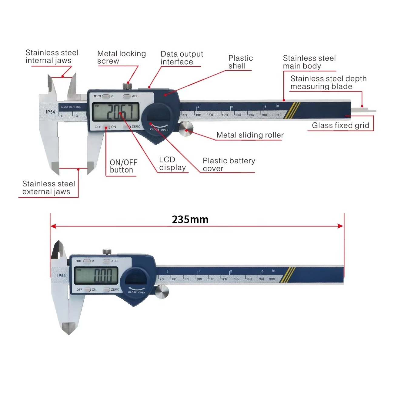 IP54 0-150mm Büyük LCD Ekranlı - Digital Caliper 150Mm Stainless Steel incelemesi ve fiyatı
